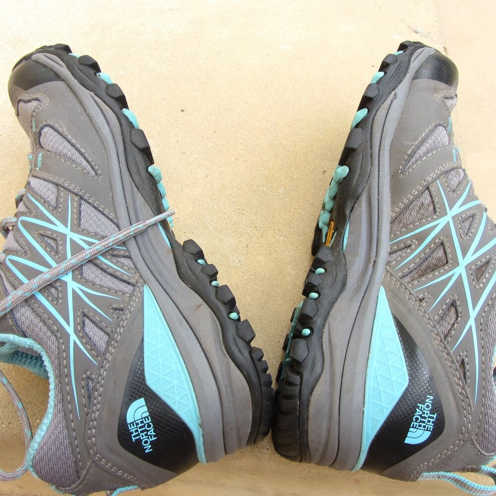 The North Face Hiking Boots, Vibram Soles, Grey and Blue, Size 7.5
